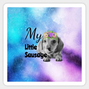 My Little Sausage Dachshund Puppy Distressed Watercolour Sticker